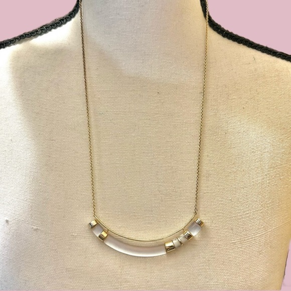Alexis Bittar Gold Capped Crescent Lucite Necklace NWT - Picture 6 of 9